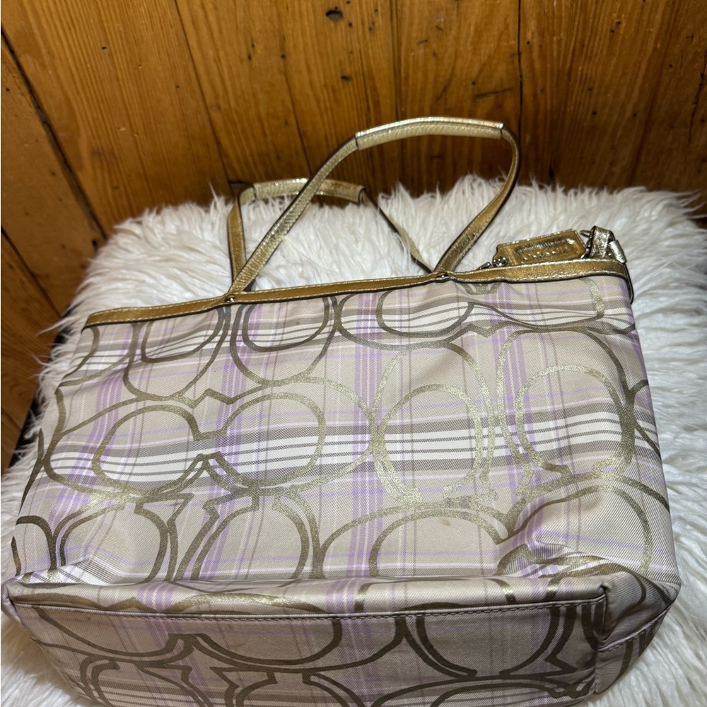 Coach F17474 Signature Multicolor Tartan Tote Shoulder Bag - Picture 9 of 14